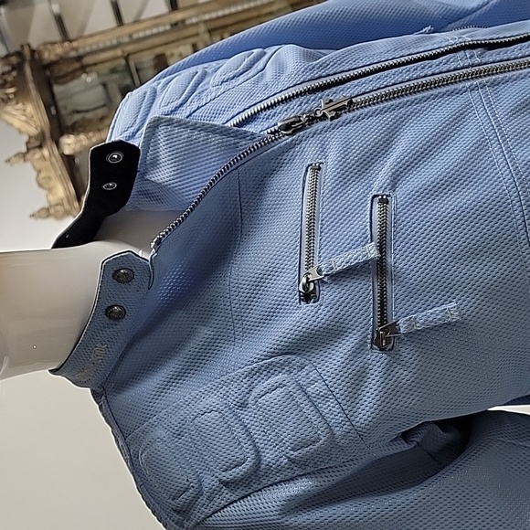 Thrill Ride Motorcycle Biker Jacket Light Blue Mesh Padded Size Medium - Picture 2 of 16